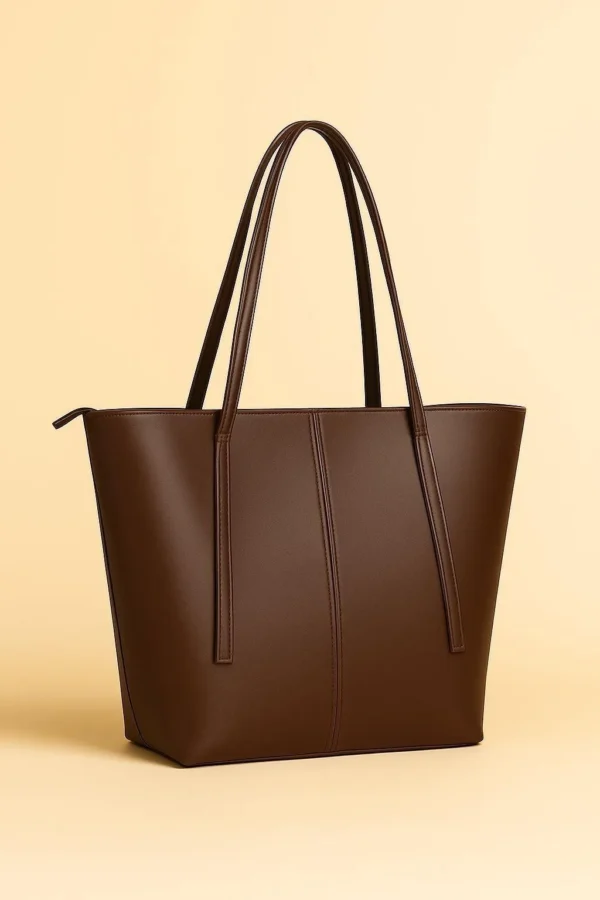 ZEENORA Brown Rexine Tote Bag for Girls School Office Use