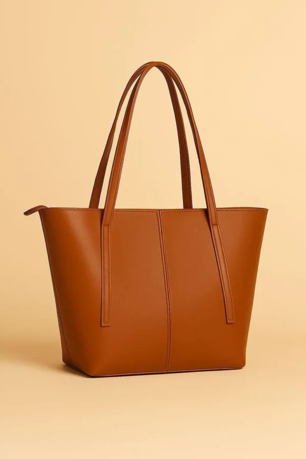 ZEENORA Brown Rexine Tote Bag for Girls School Office Use