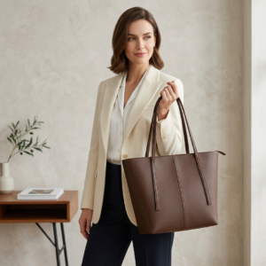ZEENORA Brown Rexine Tote Bag for Girls School Office Use